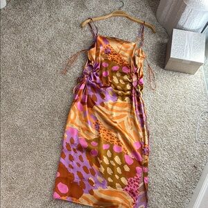 Christian Lacroix Orange Pink Spaghetti Strap Sundress